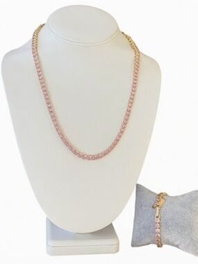 Tova Mother’s Day tennis pink stone necklace and bracelet set.
